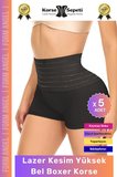 #Korse Vücut Toparlayıcı Şekillendirici Kaymaz Doku Lazer Kesim Yüksek Bel Boxer Korse - 5 Adet