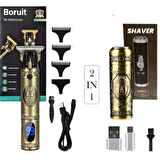 Pro 2 In 1 Vintage Tıraş Makinesi Şarjlı Dijital Göstergeli Aliminyum Gövde