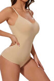 Uniquetrenders Kadın Dikişsiz Toparlayıcı ve İnceltici Çıtçıtlı İp Askılı Slip Body  Korse