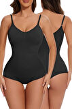 Uniquetrenders Kadın Dikişsiz Toparlayıcı ve İnceltici Çıtçıtlı İp Askılı Slip Body  Korse 2'li Set