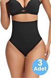 Uniquetrenders Kadın Dikişsiz Yüksek Bel Karın Toparlayıcı  String Korse 3'lü Set