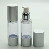 15 ADET BOŞ AKRİLİK AİRLESS KREM ŞİŞE, 30 ML, SİLİNDİR, HAVASIZ POMPA MODEL, ŞEFFAF