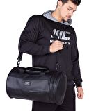 MuscleCloth Elite Duffel Bag Silindir Spor Çanta Siyah