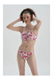 Fuşya - Beyaz Düşük Bel Bikini Alt
