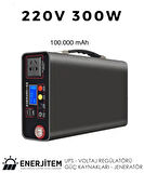 ENERJİTEM 30 W GÜNEŞTEN ŞARJ + 300W Sessiz Hibrit Jeneratör, Taşınabilir Güç Kaynağı,Powerbank, 100.000 MAH