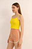Fibula Moda Sarı Kadın Crop