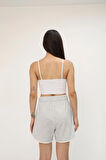 Fibula Moda Beyaz Kadın Crop