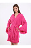 Bride Nakışlı Müslin Kimono %100 Pamuklu Gelin Sabahlığı Bornoz Kaftan Sabahlık