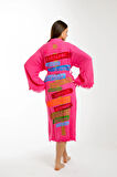 Müslin Kimono %100 Pamuklu Karayip Adaları Baskılı Bornoz Kaftan Sabahlık