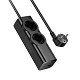 2 Priz + 4 USB Çıkışlı Akım Korumalı Çoklu Priz | 2200W Güç, Hızlı Şarj Destekli, Kompakt Tasarım