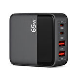 65W Hızlı Şarj Adaptörü | 2 Type-C + 2 USB-A Çoklu Port | Laptop Telefon Tablet Uyumlu | Akıllı Güç Dağıtımı | Kompakt Tasarım