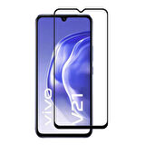 Forzacase Vivo V21e ile uyumlu Çerçeveli Tam Kaplayan Temperli Ekran Koruyucu - FC003