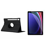 Forzacase Samsung Tab S9 FE Plus uyumlu 360 Derece Döner Standlı Kılıf + Temperli Kırılmaz Cam FC012