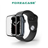 Forzacase Apple Watch 45mm Saatler için Çerçeveli Tam Kaplayan 3D Pet Ekran Koruyucu Film - FC016
