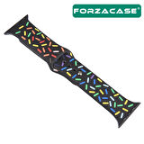 Forzacase Apple Watch 9 41mm Uyumlu Renkli Damla Sportif Silikon Kordon Kayış - FC124