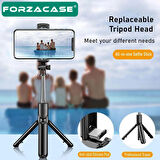 Forzacase Telefonlar için Kablosuz Bluetooth Selfie Çubuğu 90 cm 3 Ayak Kamera Tripodu - FC1005