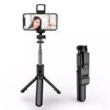 Forzacase Telefonlar için Işıklı Kablosuz Bluetooth Selfie Çubuğu 90 cm 3 Ayak Kamera Tripodu FC1006