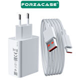 Forzacase Hızlı Şarj Destekli 120W Type-C USB Şarj Cihazı Güç Adaptörü + Kablo Set - FC1025