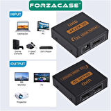 Forzacase 2 Port UHD 4K HDMI 1x2 Switch Ekran Monitör Splitter Çoğaltıcı Çoklayıcı - FC1035