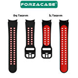Forzacase Samsung Watch 6 Classic 47mm ile uyumlu Çift Renk Delikli Silikon Kordon Kayış - FC1049