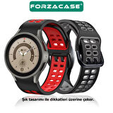 Forzacase Samsung Galaxy Watch 7 40mm ile uyumlu Çift Renk Delikli Silikon Kordon Kayış - FC1049