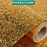Forzacase 1 metre Isıya Dayanıklı Yapışkanlı Kolay Silinebilir Mutfak Tezgah Üstü Folyo Gold FC1050