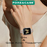 Forzacase Apple Watch 44 / 45 / 46 / 49 mm ile uyumlu İnce Rolex Tasarım Metal Kordon Kayış - FC1061