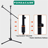 Forzacase Zemin için 360 Döner Profesyonel Metal Mikrofon Standı 170 cm  - FC1075