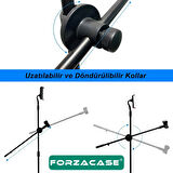 Forzacase Tablet Tutuculu 360 Döner Profesyonel Metal Mikrofon Standı 140 cm  - FC1077