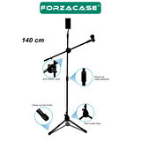 Forzacase Tablet Tutuculu 360 Döner Profesyonel Metal Mikrofon Standı 140 cm  - FC1077