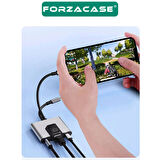 Forzacase 3 in 1 Lightning & Type-C to Ethernet Adaptörü RJ45, AUX, Şarj Destekli Çevirici - FC1083