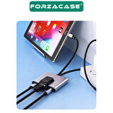 Forzacase 3 in 1 Lightning & Type-C to Ethernet Adaptörü RJ45, AUX, Şarj Destekli Çevirici - FC1083