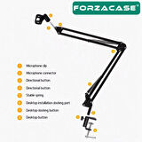 Forzacase Makas Kol Tasarımlı Ayarlanabilir Masa Tipi Mikrofon Standı 35cm x 35cm - FC1090