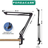 Forzacase Makas Kol Tasarımlı Ayarlanabilir Masa Tipi Mikrofon Standı 35cm x 35cm - FC1090