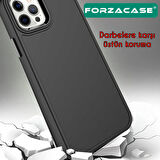 Forzacase iPhone 12 uyumlu Rock Serisi Metal Buton ve Kamera Çerçeveli Sert Silikon Kılıf
