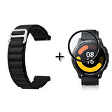 Forzacase Xiaomi Watch S1 Active Uyumlu  Kancalı Kumaş Kordon Kayış + Ekran Koruma Filmi - FC156