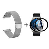 Forzacase Huawei Watch GT3 Pro 46mm için Metal Mıknatıslı Kordon Kayış + Ekran Koruma Filmi - FC096