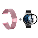 Forzacase Huawei Watch GT3 Pro 46mm için Metal Mıknatıslı Kordon Kayış + Ekran Koruma Filmi - FC096
