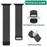 Forzacase Apple Watch 9 45mm Uyumlu Metal Mıknatıslı Kordon Kayış + Ekran Koruma Filmi - FC157