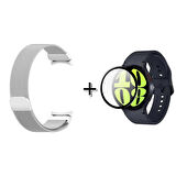 Forzacase Samsung Galaxy Watch 6 44mm Metal Mıknatıslı Kordon Kayış + Ekran Koruma Filmi - FC302