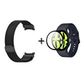 Forzacase Samsung Galaxy Watch 6 40mm Metal Mıknatıslı Kordon Kayış + Ekran Koruma Filmi - FC302