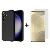 Forzacase Samsung Galaxy S24 Liquid İçi Kadife Lansman Silikon Kılıf + Temperli Cam Ekran Koruyucu
