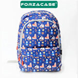 Forzacase 3 Bölmeli Askılı Çocuk Okul Çantası ve Kalemlik Seti Deniz Temalı Sırt Çanta - FC1110