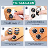 Forzacase iPhone 17 ile uyumlu Elmas Taşlı Kamera Camı Lens Koruyucu Halka Seti - FC1126
