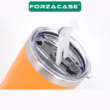 Forzacase Çift Katmanlı Paslanmaz Çelik Pipet Girişli 600ml Sıcak Soğuk Tutan Bardak Termos Mug - FC1142