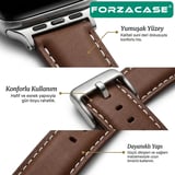 Forzacase Apple Watch 44/45/46/49 mm ile uyumlu Suni Deri Kordon Kayış - FC1242
