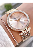 Ferrucci FC11290 Rose Gold Taşlı Çelik Kadın Kol Saati+Bileklik 