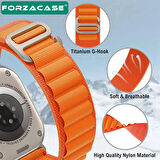 Forzacase Apple Watch Ultra 49mm ile uyumlu uyumlu Kancalı Kumaş Kordon Kayış - FC269