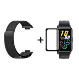 Forzacase Huawei Watch Fit 2 için Metal Mıknatıslı Kordon Kayış + Ekran Koruyucu Film - FC297