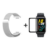 Forzacase Huawei Watch Fit 2 için Metal Mıknatıslı Kordon Kayış + Ekran Koruyucu Film - FC297